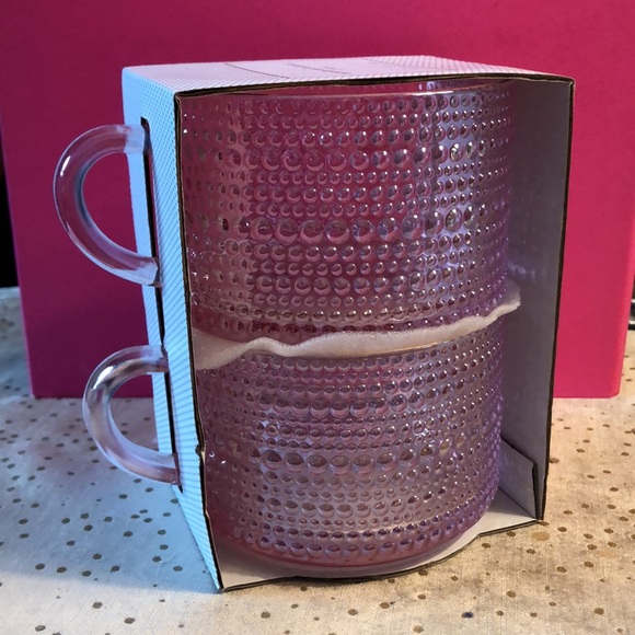 NWT cupcakes and cashmere 2-piece pink w/ gold rim glass mug set. - Picture 5 of 6